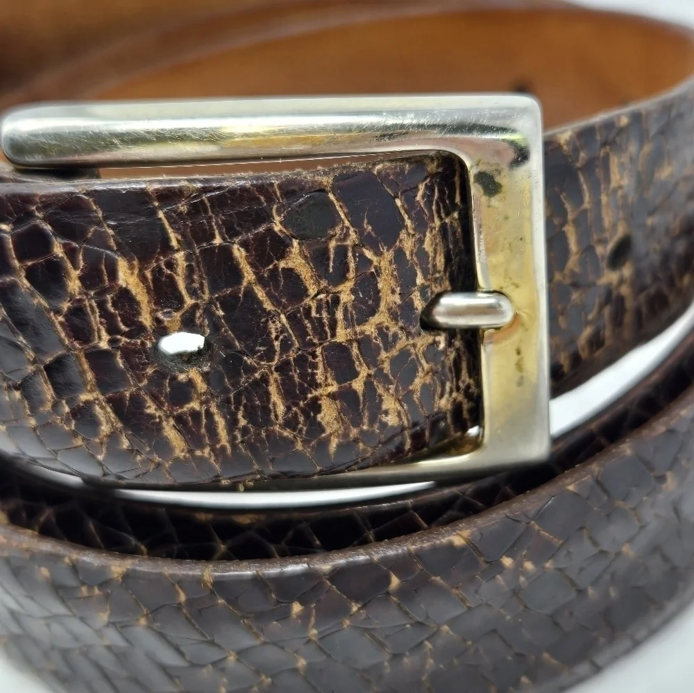 MARTIN DINGMAN BASKET GRAIN ITALIAN LEATHER BROWN BELT MENSWEAR MEN SIZE 42